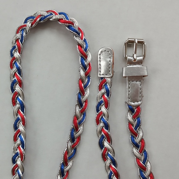 Braided Silver Red Blue 4th of July Celebration Belt - Picture 6 of 9